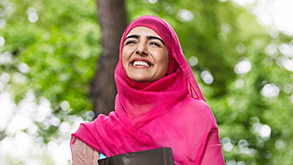 Girl with pink scarf