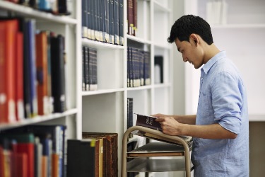 A student at the library