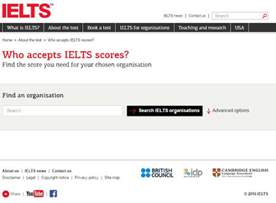 Who accepts IELTS scores